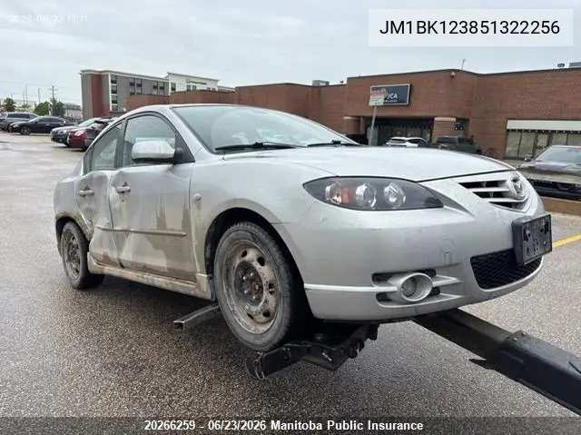 2005 Mazda 3 Mazda Gt VIN: JM1BK123851322256 Lot: 20266259