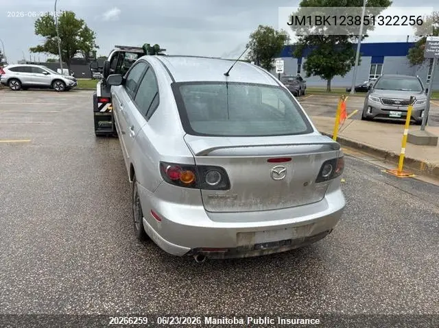 2005 Mazda 3 Mazda Gt VIN: JM1BK123851322256 Lot: 20266259
