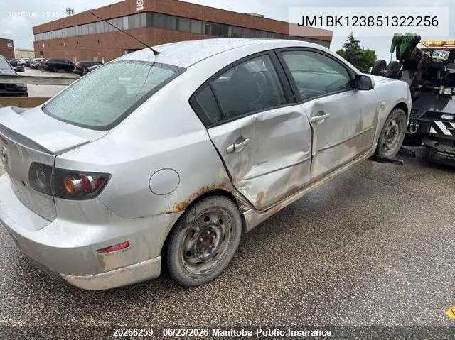 2005 Mazda 3 Mazda Gt VIN: JM1BK123851322256 Lot: 20266259