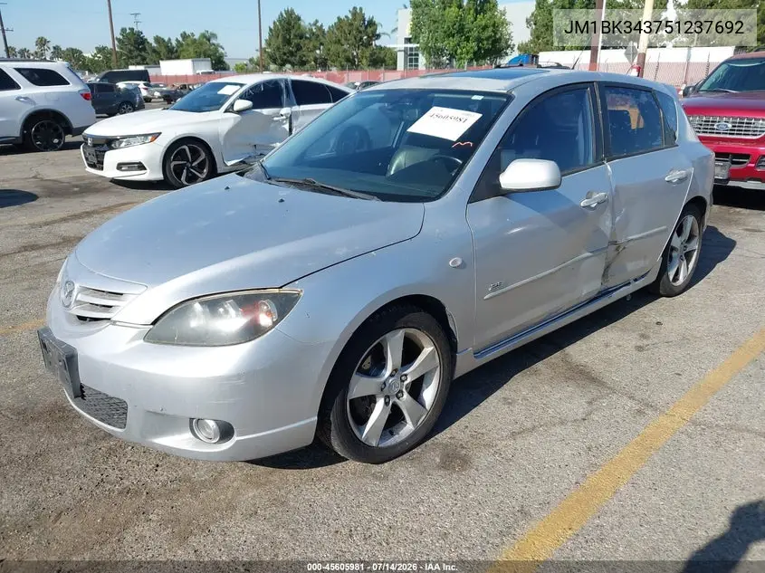 2005 Mazda Mazda3 S VIN: JM1BK343751237692 Lot: 45605981
