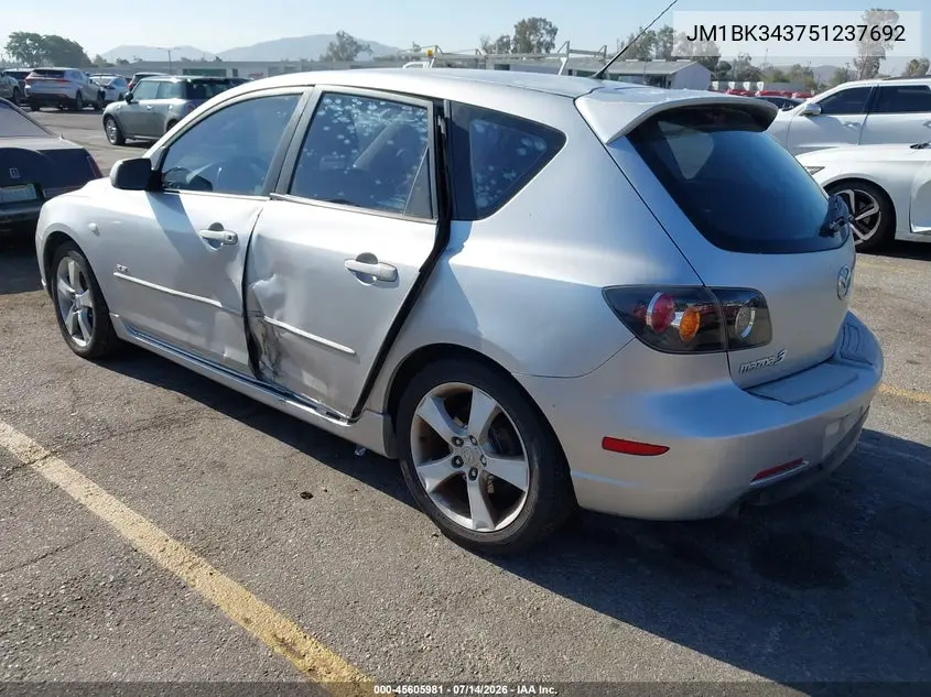 2005 Mazda Mazda3 S VIN: JM1BK343751237692 Lot: 45605981