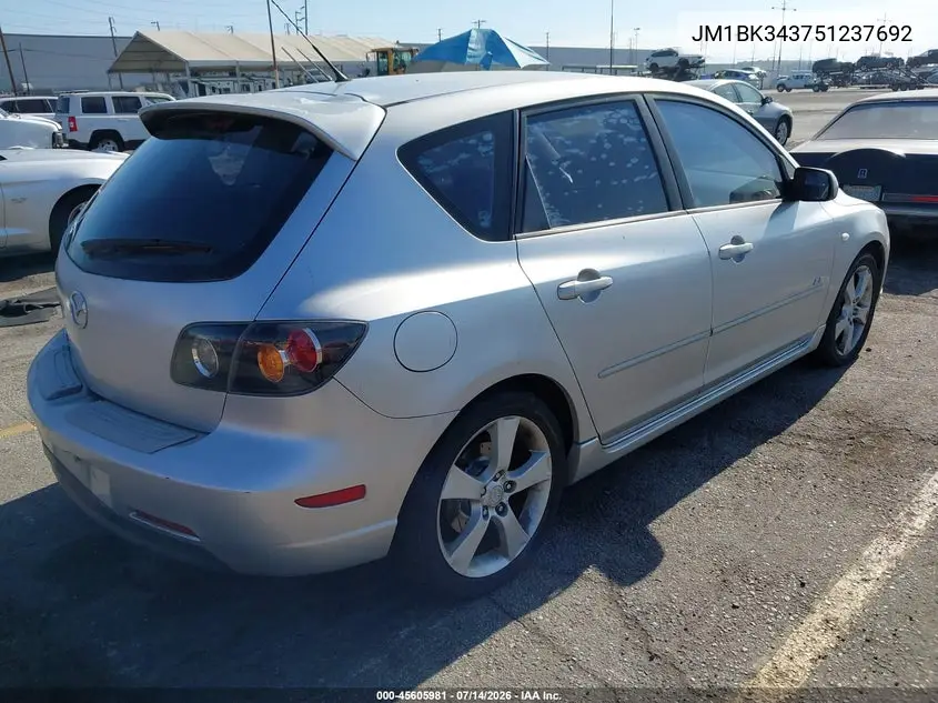 2005 Mazda Mazda3 S VIN: JM1BK343751237692 Lot: 45605981