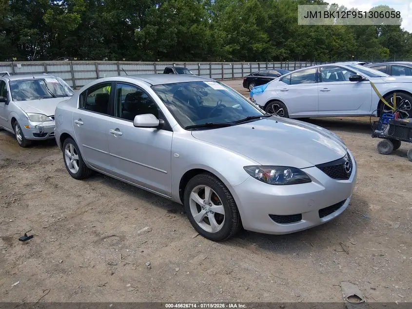 2005 Mazda Mazda3 I VIN: JM1BK12F951306058 Lot: 45626714