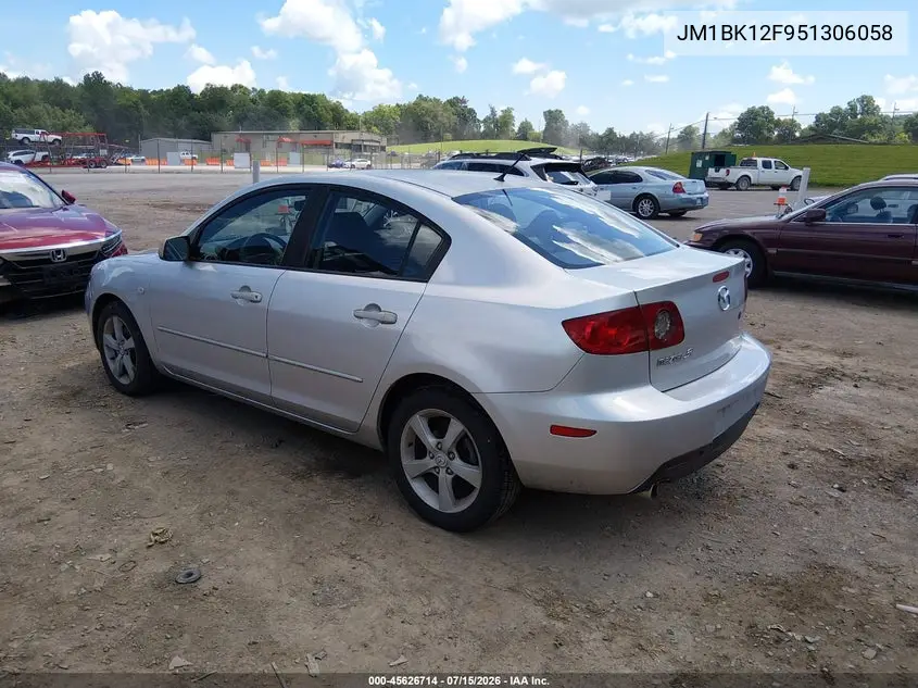 2005 Mazda Mazda3 I VIN: JM1BK12F951306058 Lot: 45626714