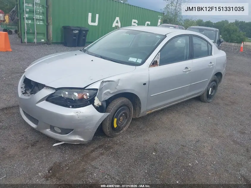 2005 Mazda Mazda3 I VIN: JM1BK12F151331035 Lot: 45697350