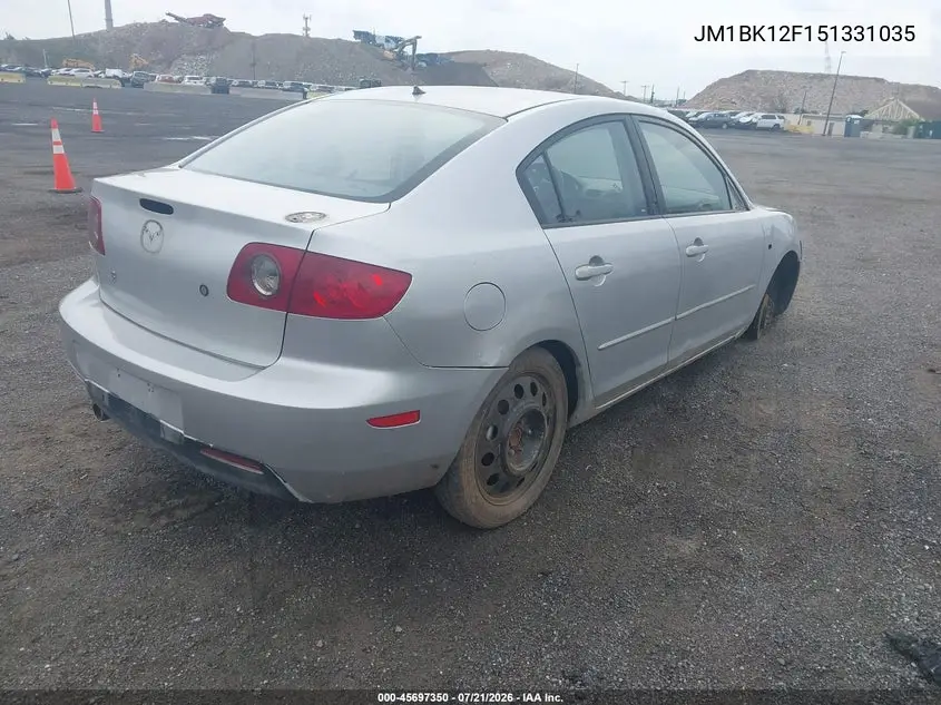 2005 Mazda Mazda3 I VIN: JM1BK12F151331035 Lot: 45697350