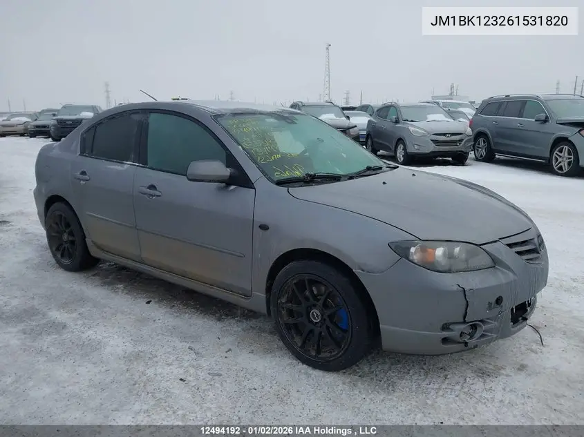 2006 Mazda Mazda3 Gt VIN: JM1BK123261531820 Lot: 12494192