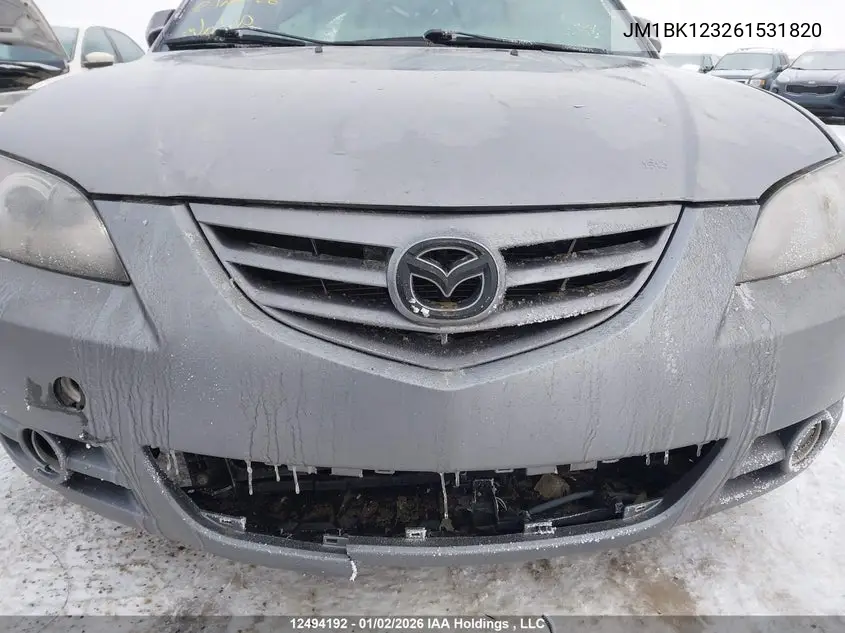2006 Mazda Mazda3 Gt VIN: JM1BK123261531820 Lot: 12494192