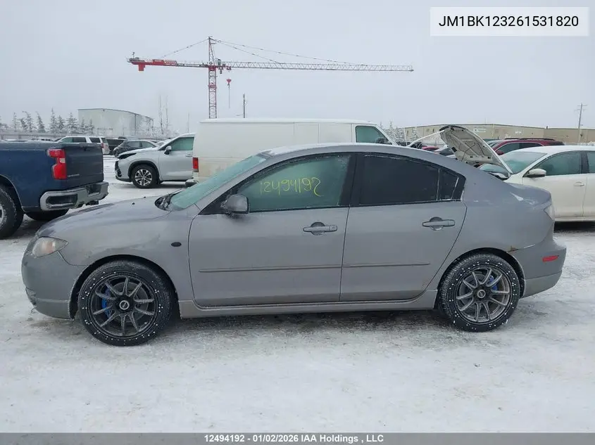 2006 Mazda Mazda3 Gt VIN: JM1BK123261531820 Lot: 12494192