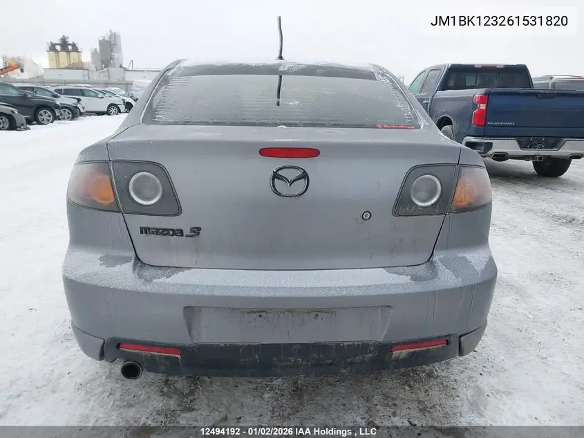 2006 Mazda Mazda3 Gt VIN: JM1BK123261531820 Lot: 12494192