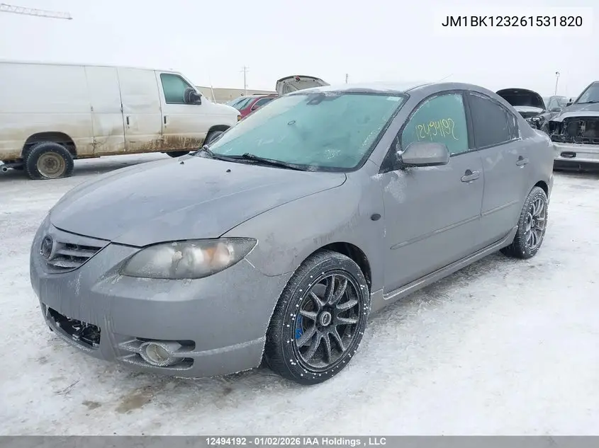2006 Mazda Mazda3 Gt VIN: JM1BK123261531820 Lot: 12494192
