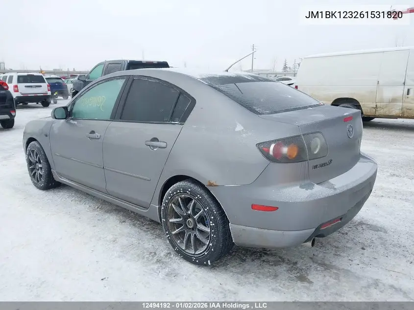 2006 Mazda Mazda3 Gt VIN: JM1BK123261531820 Lot: 12494192