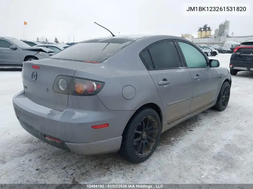 2006 Mazda Mazda3 Gt VIN: JM1BK123261531820 Lot: 12494192