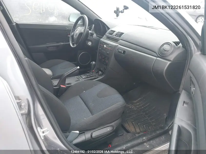 2006 Mazda Mazda3 Gt VIN: JM1BK123261531820 Lot: 12494192