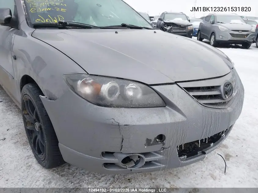2006 Mazda Mazda3 Gt VIN: JM1BK123261531820 Lot: 12494192