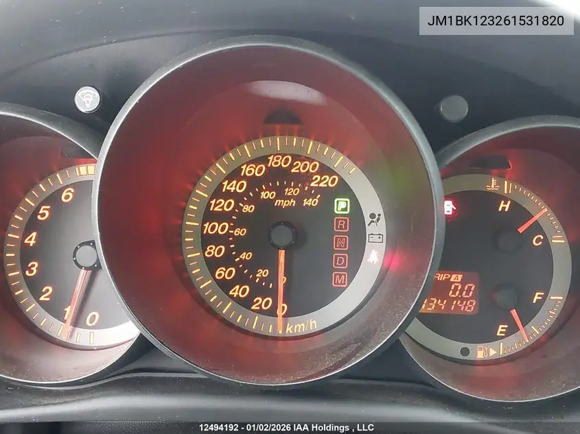 2006 Mazda Mazda3 Gt VIN: JM1BK123261531820 Lot: 12494192