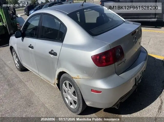 2006 Mazda 3 Mazda Gx VIN: JM1BK12F961528200 Lot: 20268896