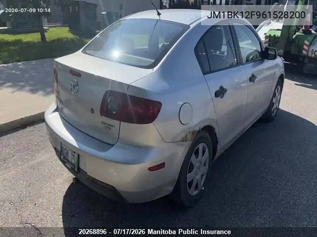 2006 Mazda 3 Mazda Gx VIN: JM1BK12F961528200 Lot: 20268896