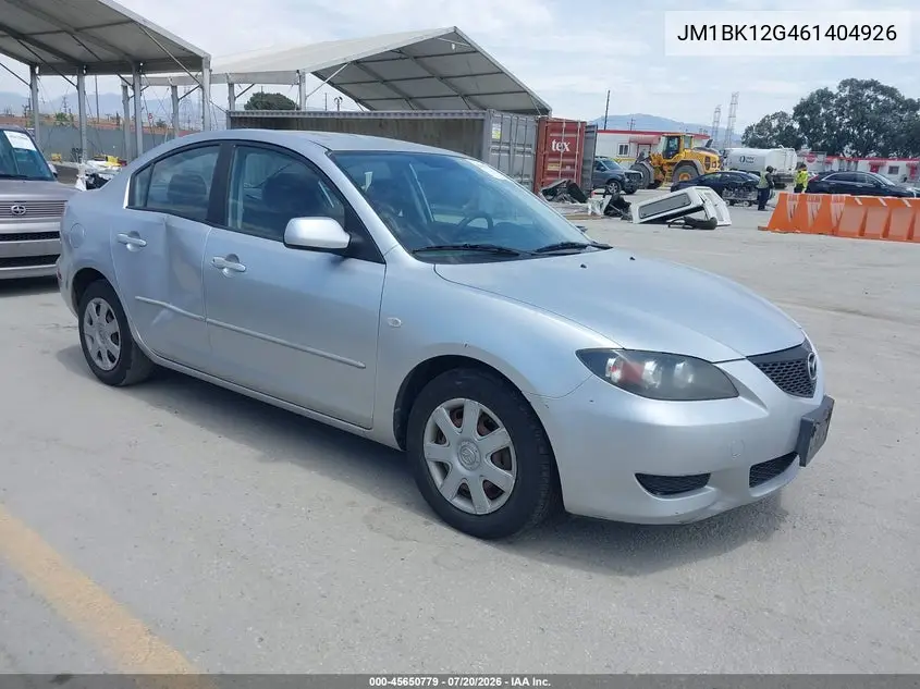 2006 Mazda Mazda3 I VIN: JM1BK12G461404926 Lot: 45650779