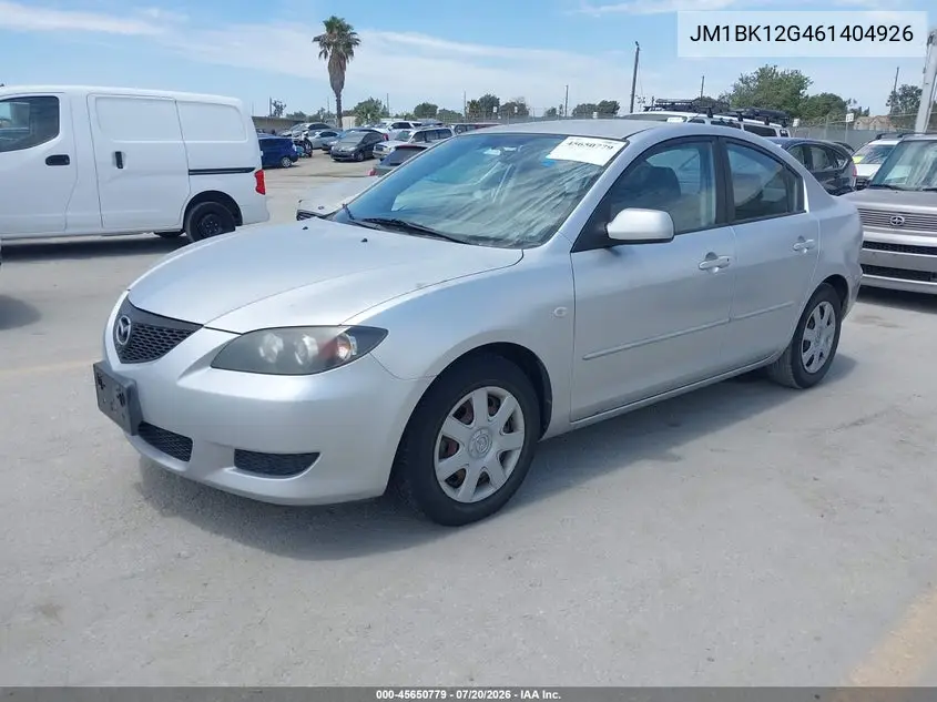 2006 Mazda Mazda3 I VIN: JM1BK12G461404926 Lot: 45650779