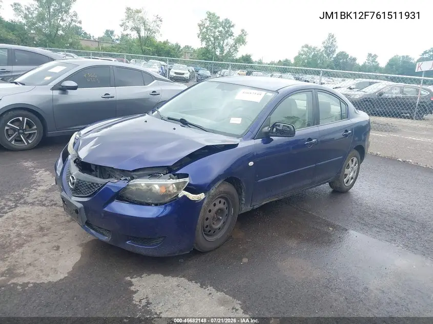 2006 Mazda Mazda3 I VIN: JM1BK12F761511931 Lot: 45682148