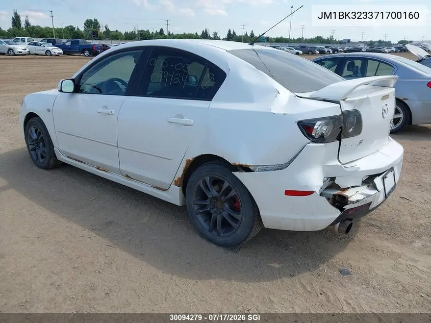 2007 Mazda 3 S VIN: JM1BK323371700160 Lot: 30094279
