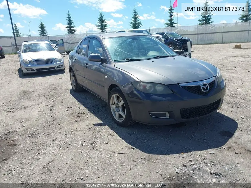 2008 Mazda Mazda3 Gt VIN: JM1BK323X81817378 Lot: 12647217