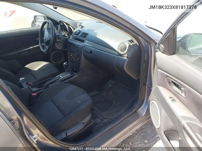 2008 Mazda Mazda3 Gt VIN: JM1BK323X81817378 Lot: 12647217