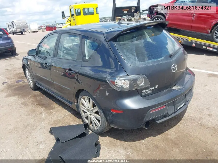 2008 Mazda Mazdaspeed3 Grand Touring VIN: JM1BK34L681874321 Lot: 45460472