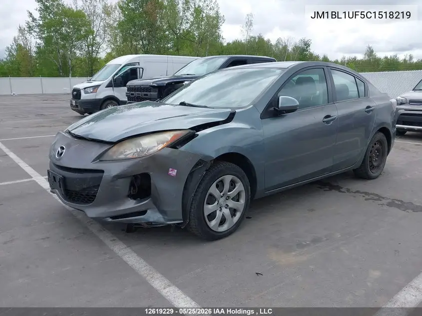 2012 Mazda Mazda3 Gx VIN: JM1BL1UF5C1518219 Lot: 12619229
