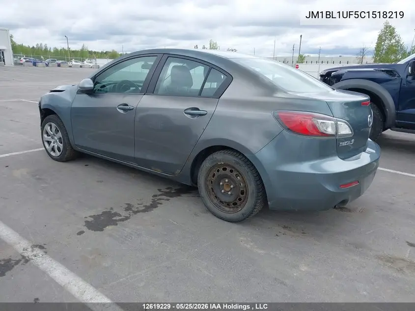 2012 Mazda Mazda3 Gx VIN: JM1BL1UF5C1518219 Lot: 12619229