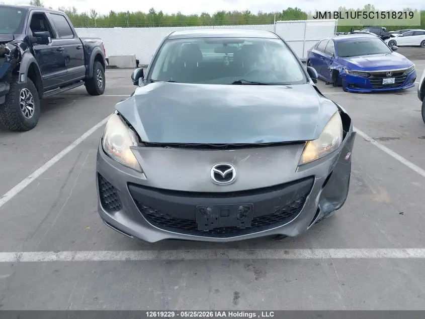 2012 Mazda Mazda3 Gx VIN: JM1BL1UF5C1518219 Lot: 12619229