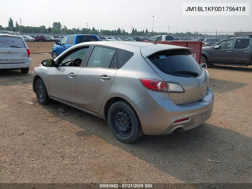 2013 Mazda 3 I VIN: JM1BL1KF0D1756418 Lot: 30093682