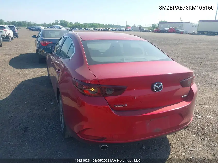 2019 Mazda Mazda3 Gx VIN: 3MZBPAB73KM105150 Lot: 12621628