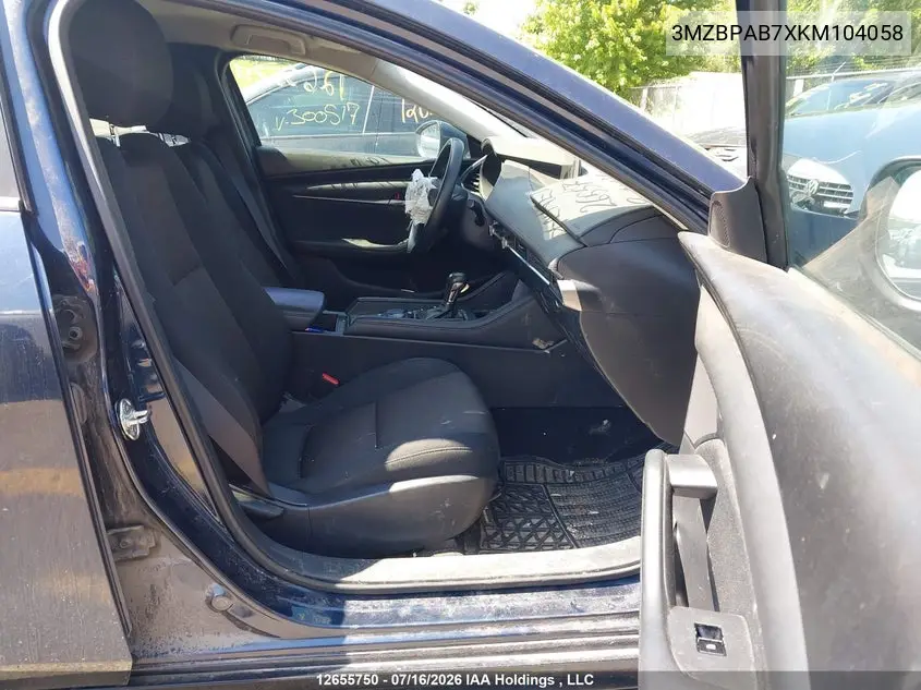 2019 Mazda Mazda3 Gx VIN: 3MZBPAB7XKM104058 Lot: 12655750X