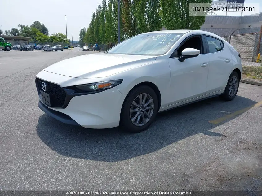 2020 Mazda Mazda3 Gx VIN: JM1BPAK71L1163601 Lot: 40078100