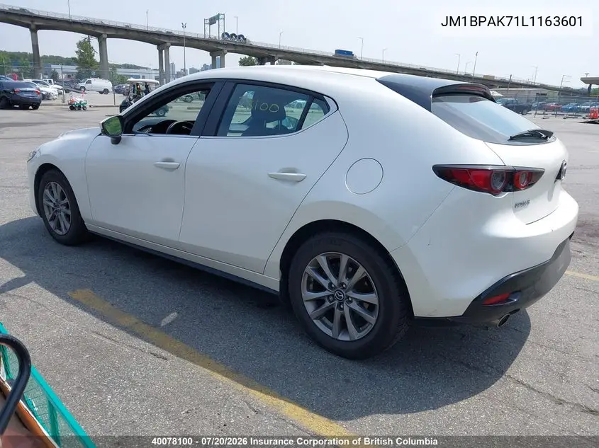 2020 Mazda Mazda3 Gx VIN: JM1BPAK71L1163601 Lot: 40078100