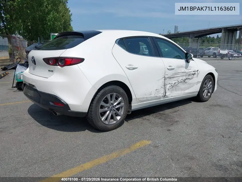 2020 Mazda Mazda3 Gx VIN: JM1BPAK71L1163601 Lot: 40078100