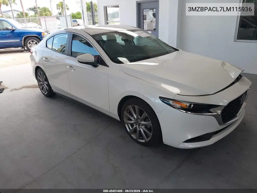 2020 Mazda Mazda3 Select Package VIN: 3MZBPACL7LM115936 Lot: 45451488