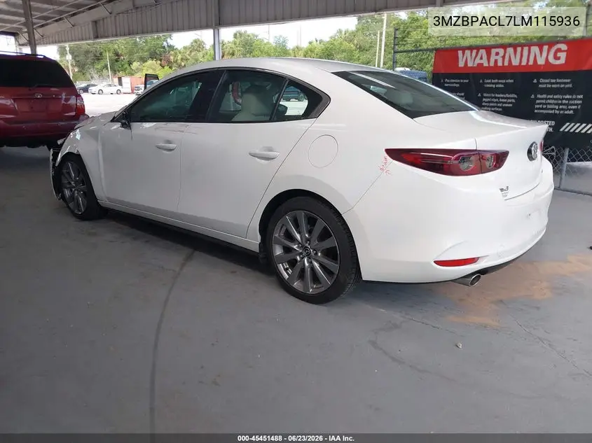 2020 Mazda Mazda3 Select Package VIN: 3MZBPACL7LM115936 Lot: 45451488