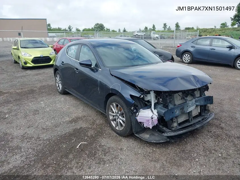 2022 Mazda 3 Select VIN: JM1BPAK7XN1501497 Lot: 12645280