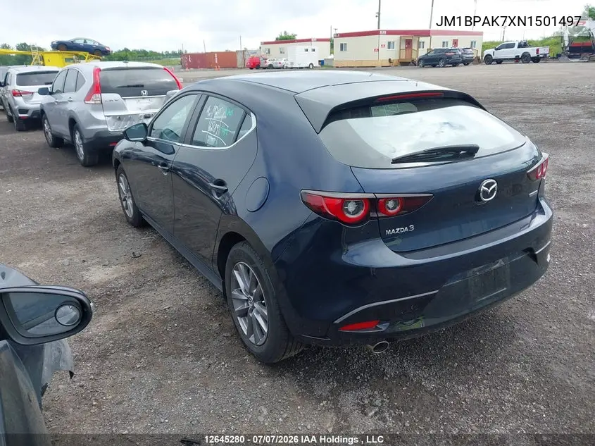 2022 Mazda 3 Select VIN: JM1BPAK7XN1501497 Lot: 12645280