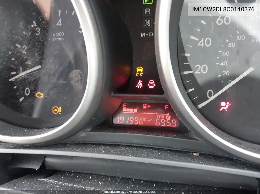 2012 Mazda Mazda5 Grand Touring VIN: JM1CW2DL8C0140376 Lot: 45580105