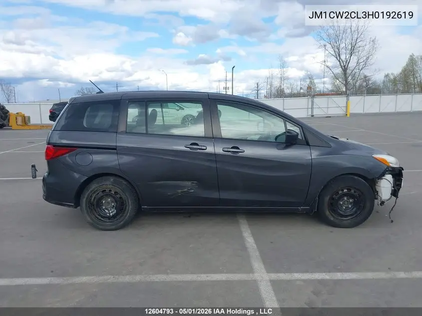 2017 Mazda Mazda5 VIN: JM1CW2CL3H0192619 Lot: 12604793