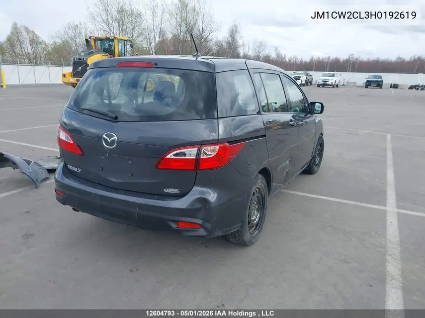 2017 Mazda Mazda5 VIN: JM1CW2CL3H0192619 Lot: 12604793