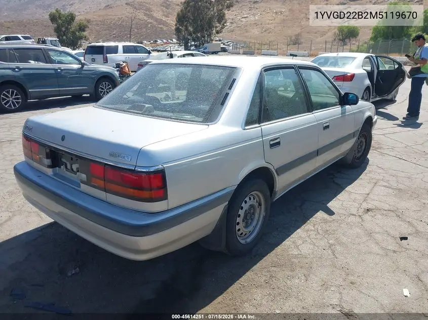 1991 Mazda 626 Dx/Lx VIN: 1YVGD22B2M5119670 Lot: 45614251
