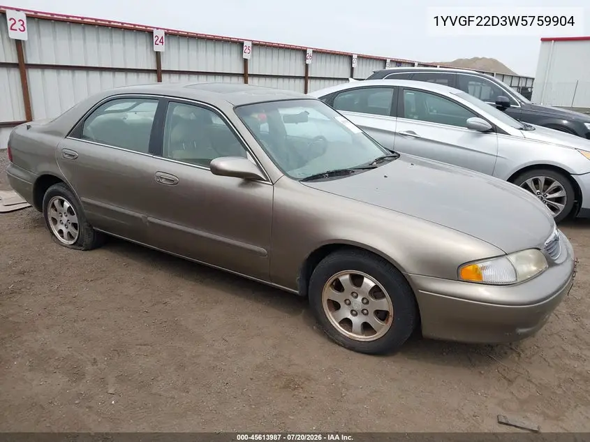 1998 Mazda 626 Es V6/Lx V6 VIN: 1YVGF22D3W5759904 Lot: 45613987