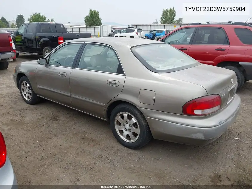 1998 Mazda 626 Es V6/Lx V6 VIN: 1YVGF22D3W5759904 Lot: 45613987