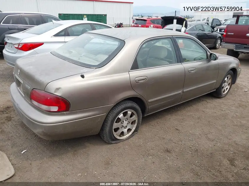 1998 Mazda 626 Es V6/Lx V6 VIN: 1YVGF22D3W5759904 Lot: 45613987