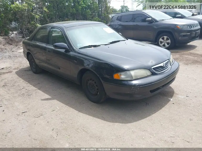 1999 Mazda 626 Es/Lx VIN: 1YVGF22C6X5881326 Lot: 45135975
